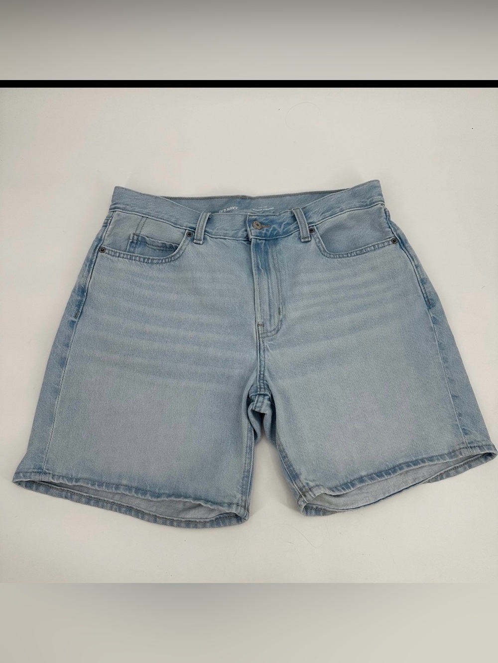 Old Navy Jean Shorts 8 Womens High Rise Slouchy Straight Denim Blue Light Wash